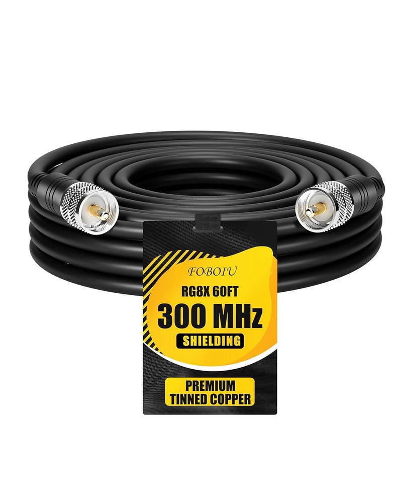 Foboiu RG8x Coaxial Cable 60 ft,CB Antenna Cables,PL259 UHF Male-to-Male Cord,CB Coax Cable 50 Ohm, Including 30ft/40ft/50ft/60ft/70ft/80ft/100ft for Radios,Antenna Analyzers,SWR Tuner,SWR Meter - Image 1